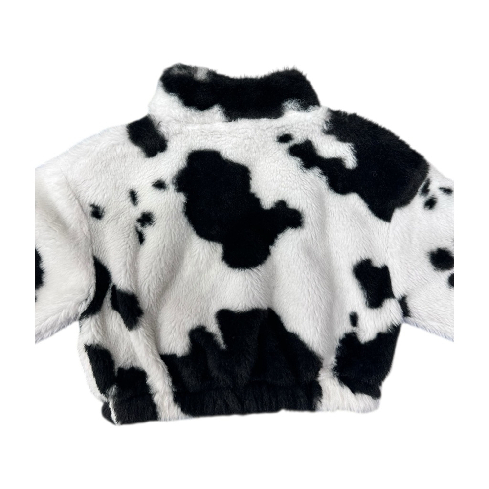 SHEIN Baby Jacket Black White Cow Print Faux Fur 2Y - Picture 4 of 6